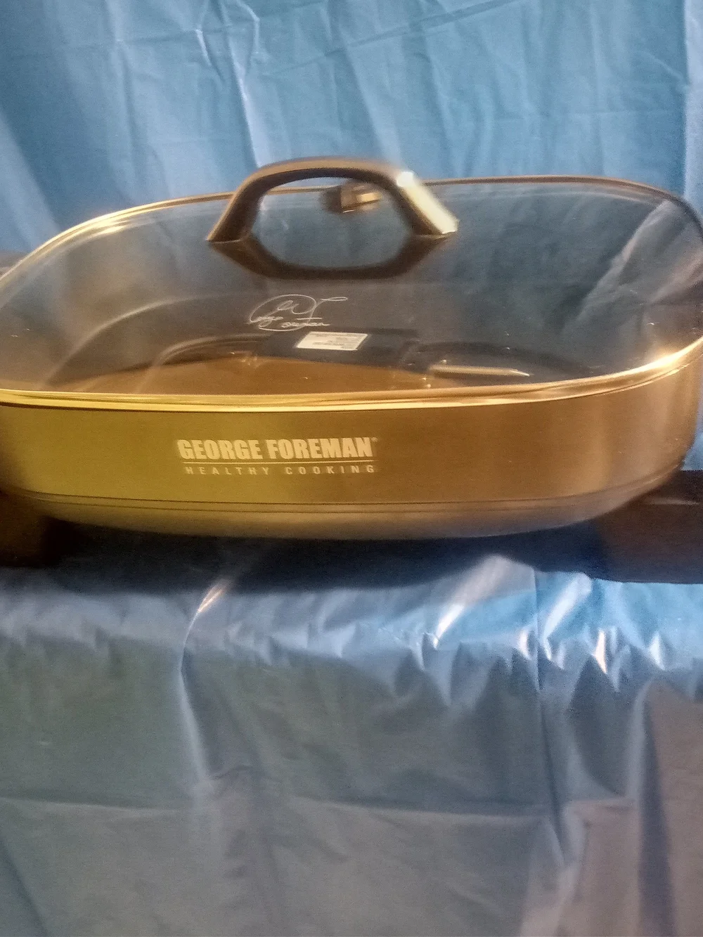 George Foreman Gold Electric Skillet with Glass Lid